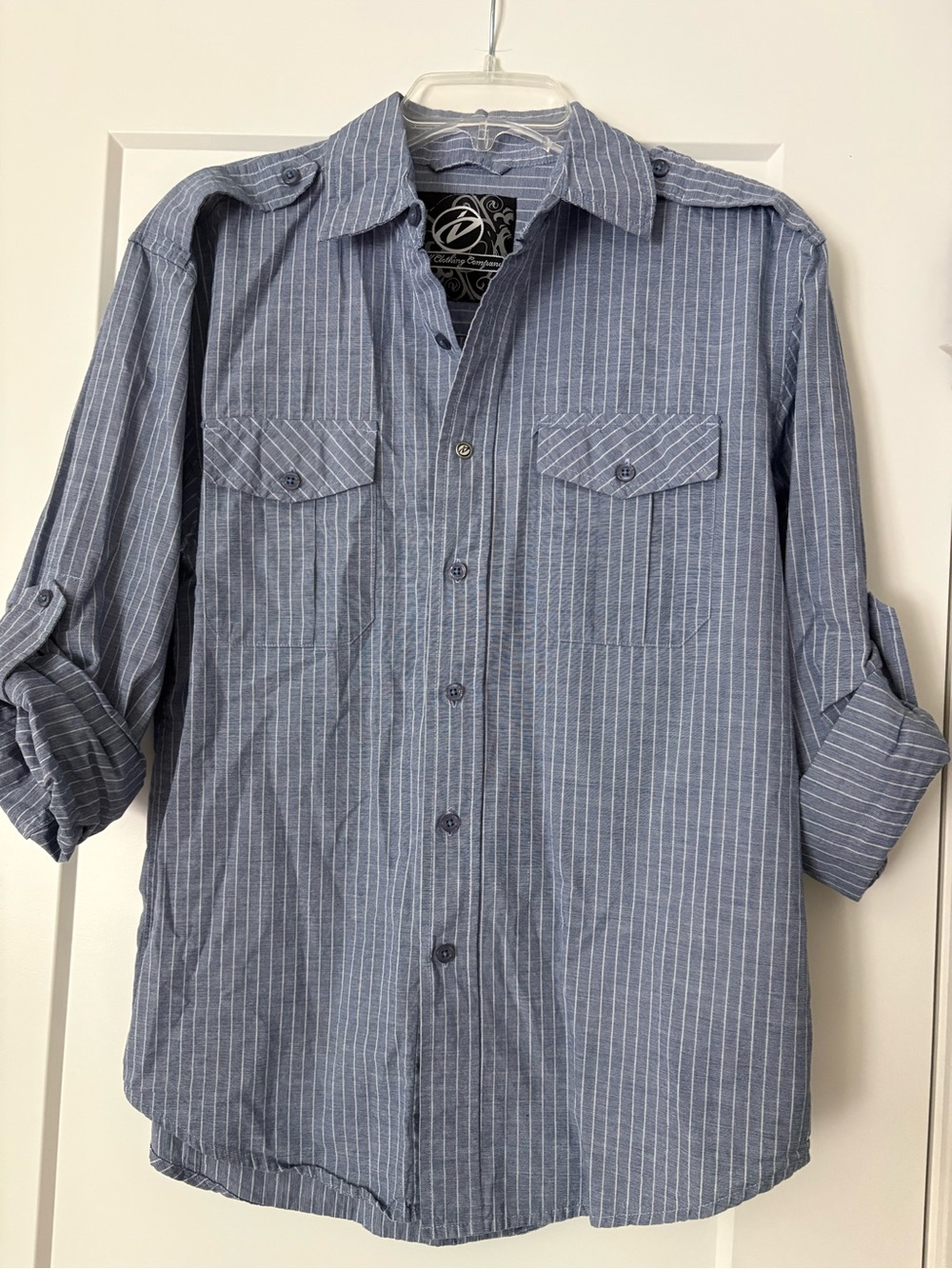 Men's Blue Stripe Button-Up Shirt
